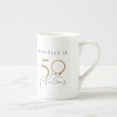 50 & Fabulous Black & White Name 50th Birthday Porselein Kop (Rechts)