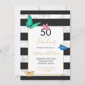 50 Fabulous Black White Stripe Marble Butterfly Kaart (Voorkant)