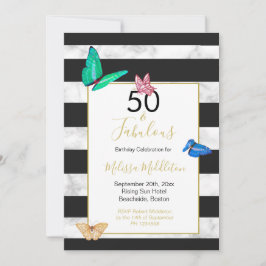 50 Fabulous Black White Stripe Marble Butterfly Kaart