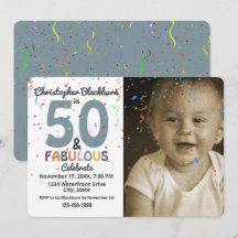 50 & Fabulous Blauwe Foto Feestelijke 50e Verjaard