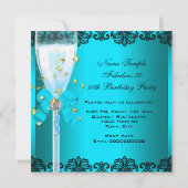 50 Fabulous Blauwgroen Black Gold 50th Champagne P Kaart (Achterkant)