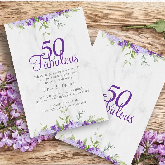 50 & fabulous Bloemenaquarel Paarse Tinten