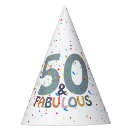 50 & Fabulous Blue Confetti Trendy Verjaardag Feesthoedjes