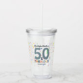 50 & Fabulous Blue Cute Fiftieth Birthday Party Acryl Drinkbeker (Voorkant)
