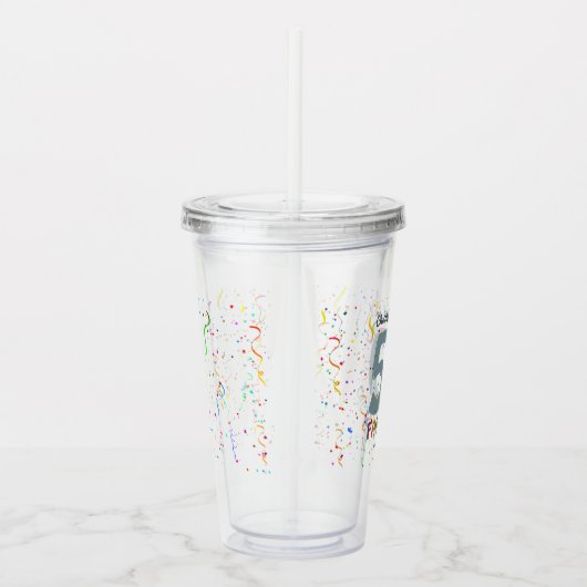 50 & Fabulous Blue Cute Fiftieth Birthday Party Acryl Drinkbeker (Rechts)