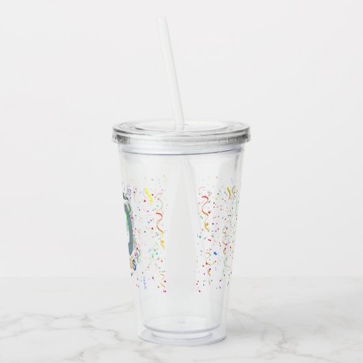 50 & Fabulous Blue Cute Fiftieth Birthday Party Acryl Drinkbeker (Links)