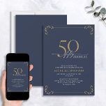 50- & Fabulous Blue- en Gold-kalligrafie op zaterd Kaart<br><div class="desc">Het is je speciale 50ste verjaardag, en het is tijd om te vieren! Wil je de beste baard in de stad gooien? Zorg ervoor dat het met de hoogste stijl begint met deze uitnodiging van 50 jaar & Fabulous Blue & Gold Calligraphy Birthday. Het zal zeker de toon zetten voor...</div>