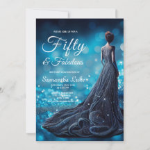 50 Fabulous Blue Silver Glitter Dress Birthday