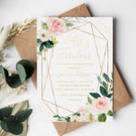 50 & Fabulous Blush Gold Floral Birthday Folie Uitnodiging<br><div class="desc">50e verjaardag uitnodigingen in de Little Bayleigh Store!</div>