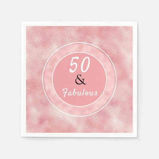 50 & Fabulous Blush Pink Elegant Typografie Servet (Voorkant)