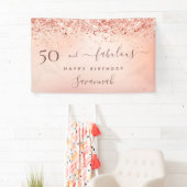 50 Fabulous blush roze roos confetti naam Spandoek (Insitu)