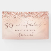 50 Fabulous blush roze roos confetti naam Spandoek (Horizontaal)