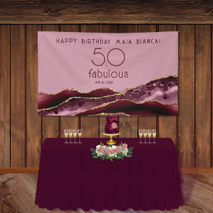 50 & Fabulous Bourgondisch Roze 50ste Verjaardag Spandoek