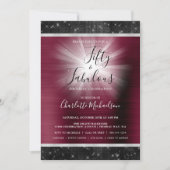 50-Fabulous Burgundy Black Sparkle Glam Kaart (Voorkant)