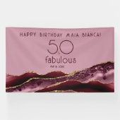 50 & Fabulous Burgundy Pink 50th Birthday Spandoek (Horizontaal)