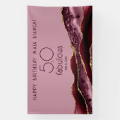 50 & Fabulous Burgundy Pink 50th Birthday Spandoek (Verticaal)