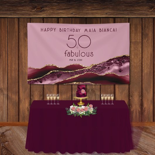 50 & Fabulous Burgundy Pink 50th Birthday Spandoek