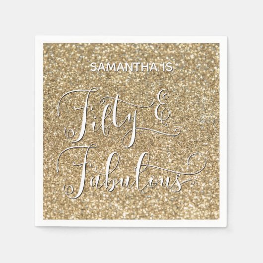 50/Fabulous Calligraphy op Gold Glitter Servet (Voorkant)