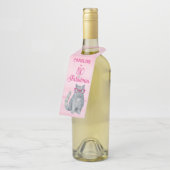 50 & Fabulous Cat, Roze en Grijs, 50e verjaardag Flessenhanger (Schuin)