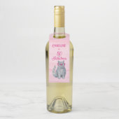 50 & Fabulous Cat, Roze en Grijs, 50e verjaardag Flessenhanger (Op fles)