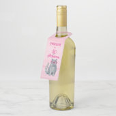 50 & Fabulous Cat, Roze en Grijs, 50e verjaardag Flessenhanger (Schuin)