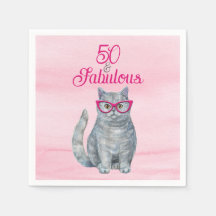 50 & Fabulous Cat, Roze en Grijs, 50e verjaardag