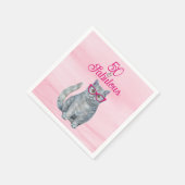 50 & Fabulous Cat, Roze en Grijs, 50e verjaardag Servet (Hoek)