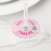 50 & Fabulous Cat, Roze en Grijs, 50e verjaardag Wijnglaslabel (Dichtbij)