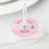 50 & Fabulous Cat, Roze en Grijs, 50e verjaardag Wijnglaslabel (Dichtbij)