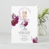 50 Fabulous Champagne Floral Birthday Invitation Kaart (Staand voorkant)