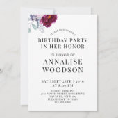 50 Fabulous Champagne Floral Birthday Invitation Kaart (Achterkant)