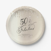 50 Fabulous Champagne Gold Glitter, persoonlijk Papieren Bordje (Voorkant)