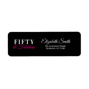 50 & Fabulous Chic Hot Pink & Black 50e Verjaardag Etiket