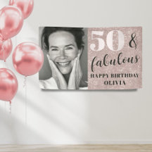 50 & Fabulous Chic Roze Glitters & Foto Verjaardag