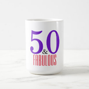 50 & Fabulous Chic Vrouwelijke Verjaardag Typograf Koffiemok