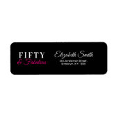 50 & Fabulous Chique Heet Roze & Zwart 50ste Verja Etiket (Voorkant)