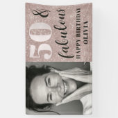 50 & Fabulous Chique Roze Glitter & Foto Verjaarda Spandoek (Verticaal)