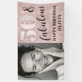 50 & Fabulous Chique Roze Glitter & Foto Verjaarda Spandoek (Verticaal)