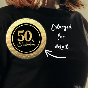 50 & Fabulous Classy Zwart Goud Ronde Button 5,7 Cm