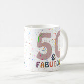 50 & Fabulous Confetti Pink Modern Typografie Koffiemok (Voorkant rechts)