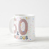 50 & Fabulous Confetti Pink Modern Typografie Koffiemok (Voorkant links)