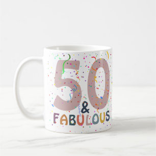 50 & Fabulous Confetti Pink Modern Typografie Koffiemok