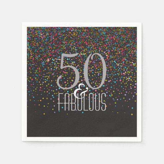 50 & Fabulous Confetti Stippen Elegant 50ste Verja Servetten (Voorkant)