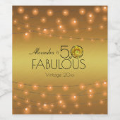 50- & Fabulous Copper Lights op goudgele Cactus Wijn Etiket (Enkel label)
