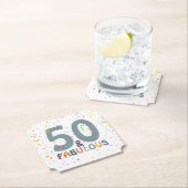 50 & Fabulous Cute Confetti Blue Trendy Typografie Kartonnen Onderzetters (Insitu)