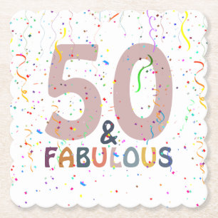 50 & Fabulous Cute Confetti Roze Trendy Typografie Kartonnen Onderzetters
