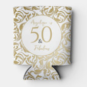 50 & Fabulous Decorative Gold Floral Swirl Pattern Blikjeskoeler (Voorkant)