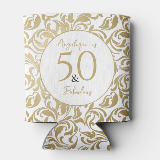 50 & Fabulous Decorative Gold Floral Swirl Pattern Blikjeskoeler (Achterkant)