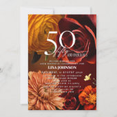 50 & Fabulous Donker Moody Sunset Kleuren Bloemen Kaart (Voorkant)