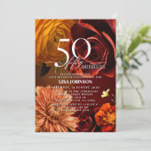 50 & Fabulous Donker Moody Sunset Kleuren Bloemen Kaart (Staand voorkant)